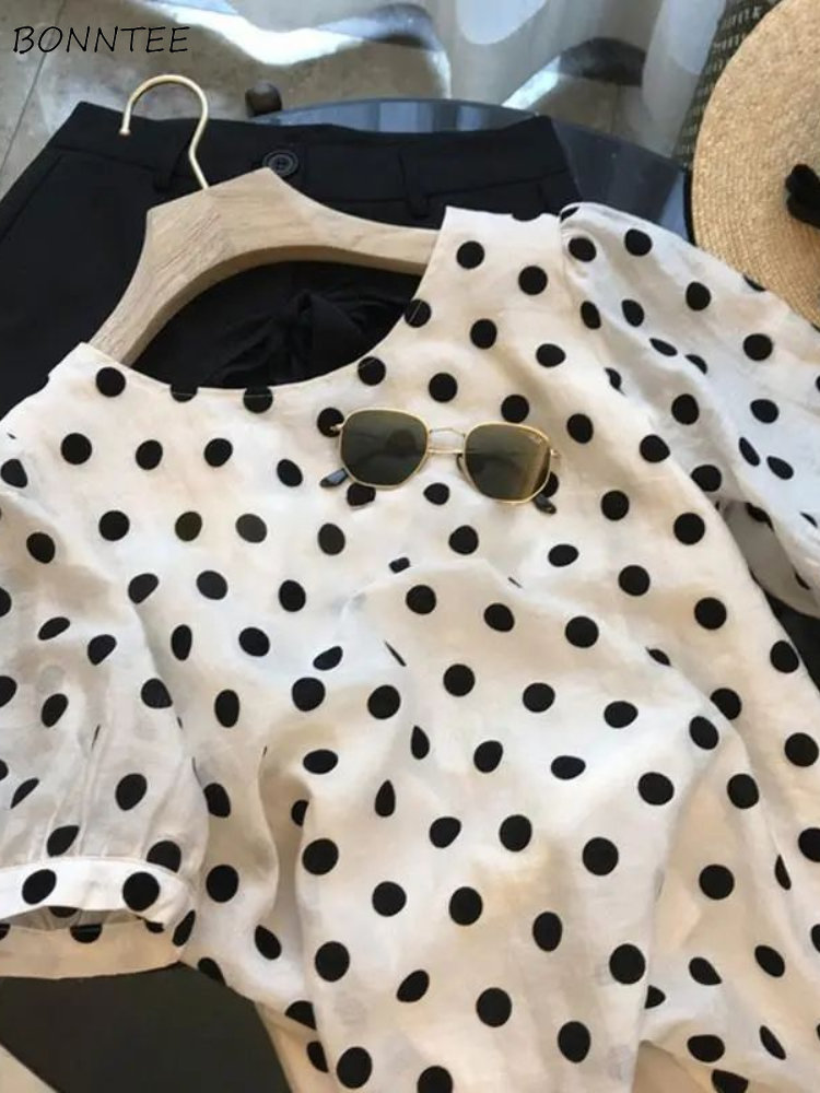 Summer Holiday Clothing Women - Polka Dot Blouses Women Elegant Summer