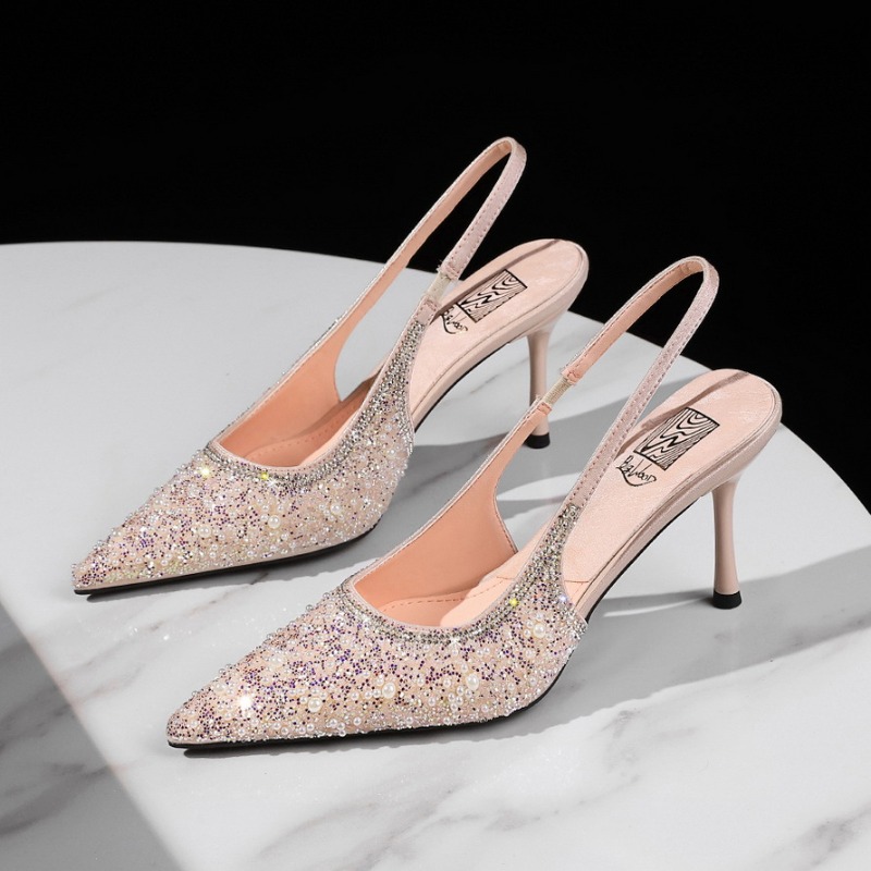 Summer Clothing Fabric - Sequin Shiny Crystal High Heels for