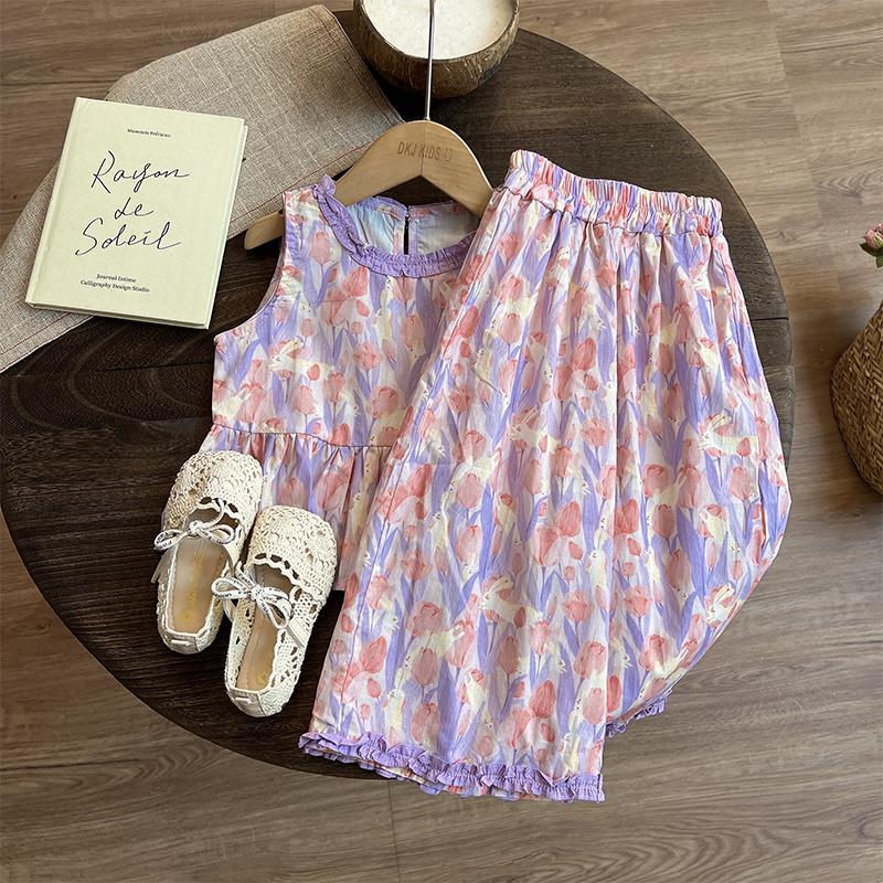 Summer Clothing Boutiques - Children's Clothing Sets Floral Print Sleeveless