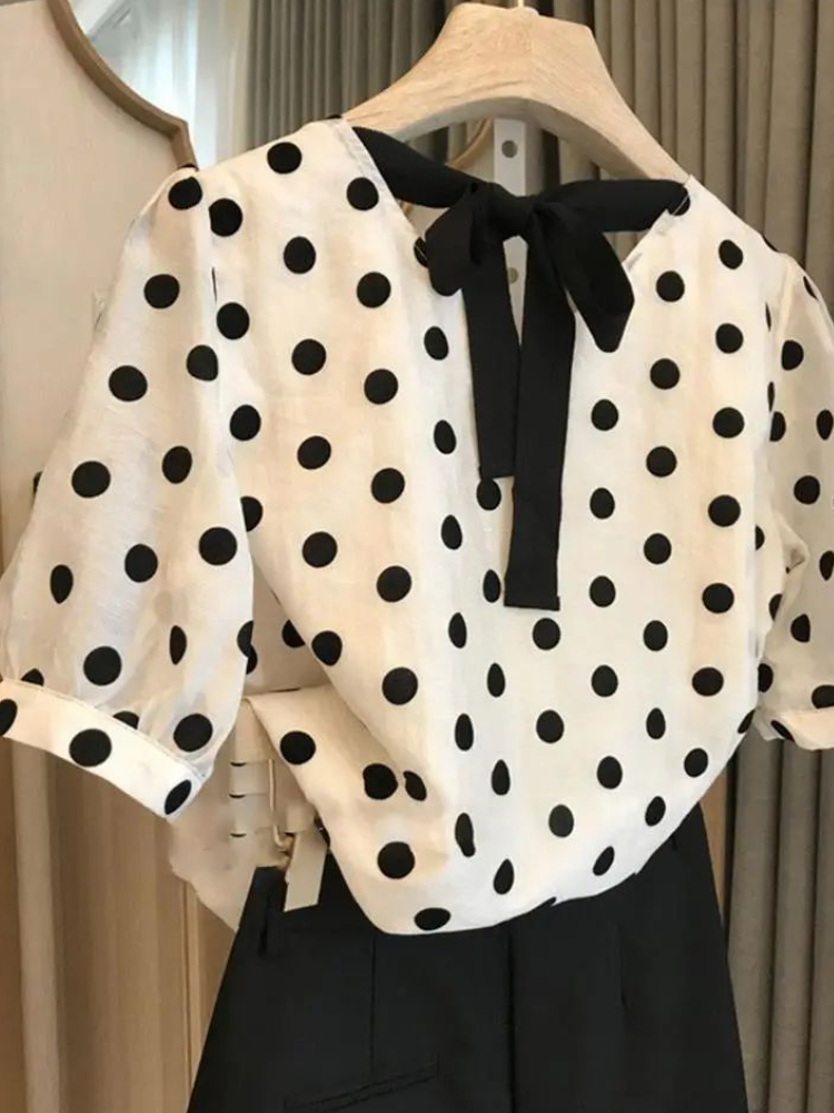 Polka Dot Blouses Women Elegan - Summer Holiday Clothing Women recension och pris