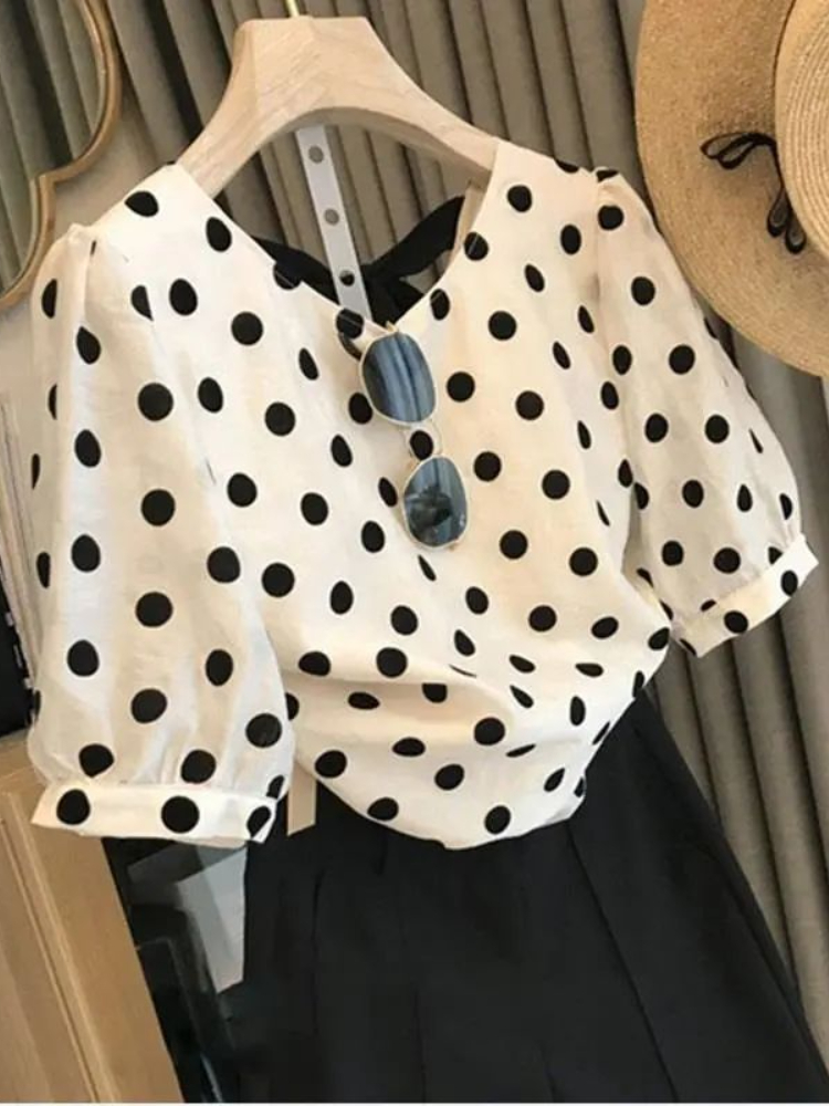 Polka Dot Blouses Women Elegan - Summer Holiday Clothing Women recension och pris