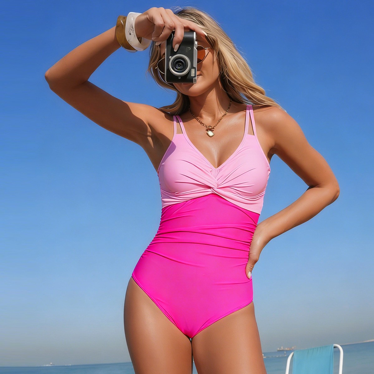 V Neck Twist Front One Piece S - Swimsuit One Piece recension och pris