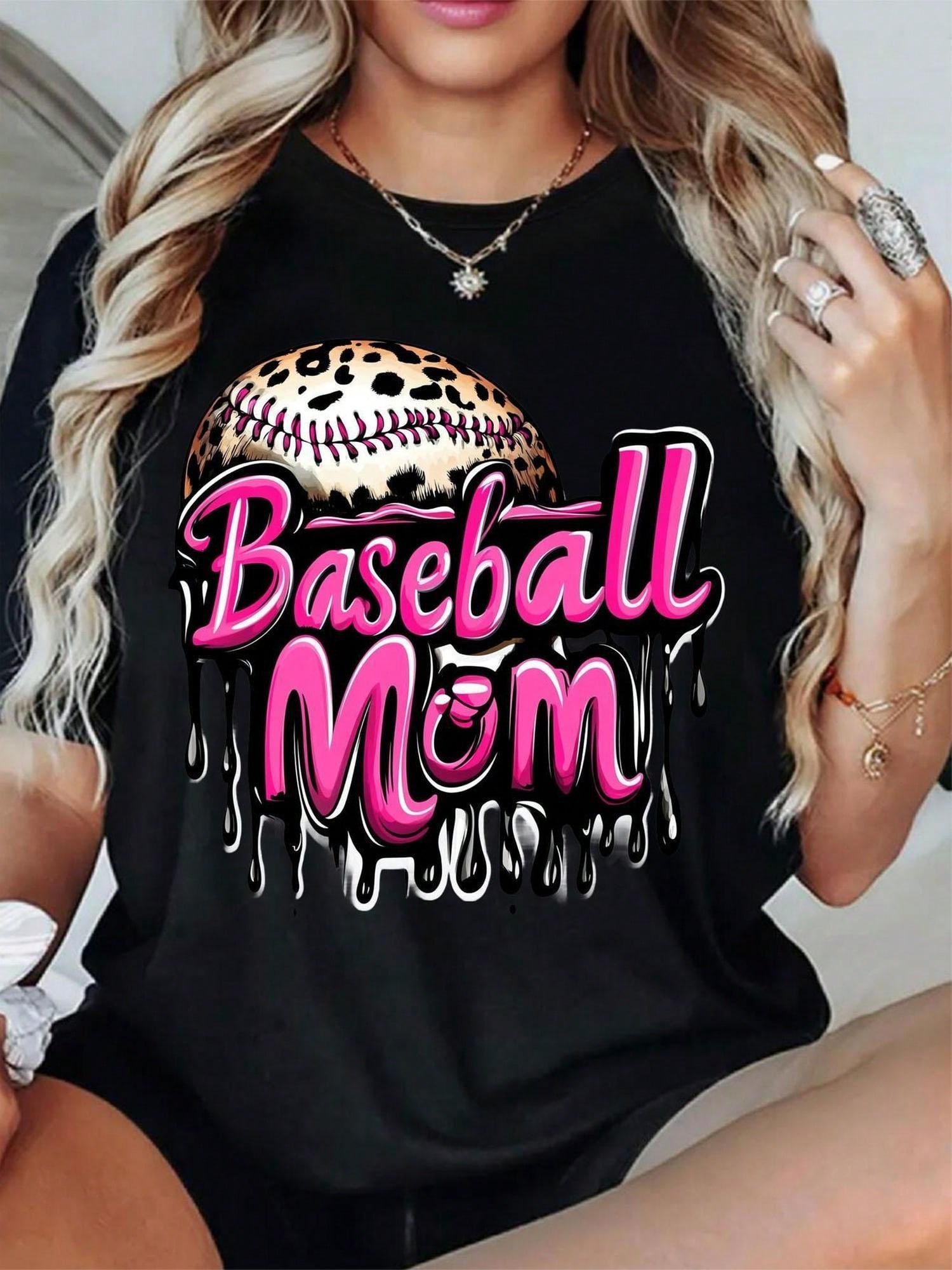 Baseball Mom Leopard Print T-S - Summer Clothing Drip recension och pris