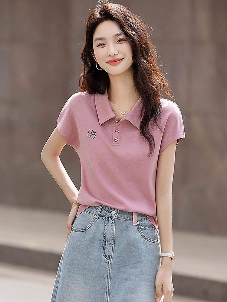 Simple Style Embroidered  Neck - Summer Clothing Outlet recension och pris