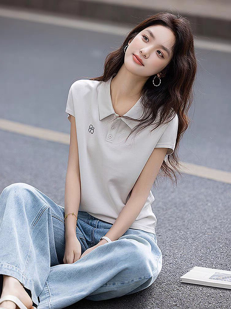 Simple Style Embroidered  Neck - Summer Clothing Outlet recension och pris
