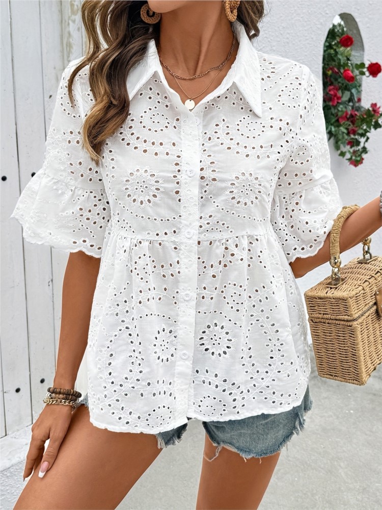 White Lace Hook Flower Hollow  - Summer Holiday Clothing Women recension och pris