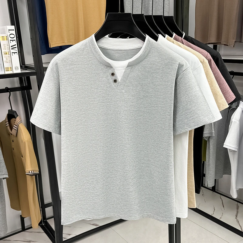 Men's Minimalist Henley Neck T - Summer Clothing Fabric recension och pris