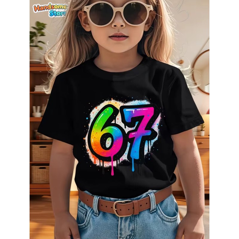 Kids Girls Rainbow Drip Number - Summer Clothing Drip recension och pris