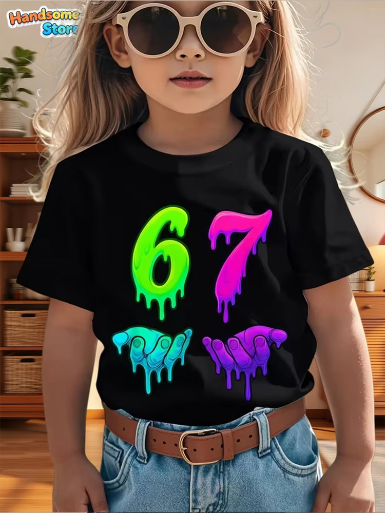 Kids Girls Rainbow Drip Number - Summer Clothing Drip recension och pris