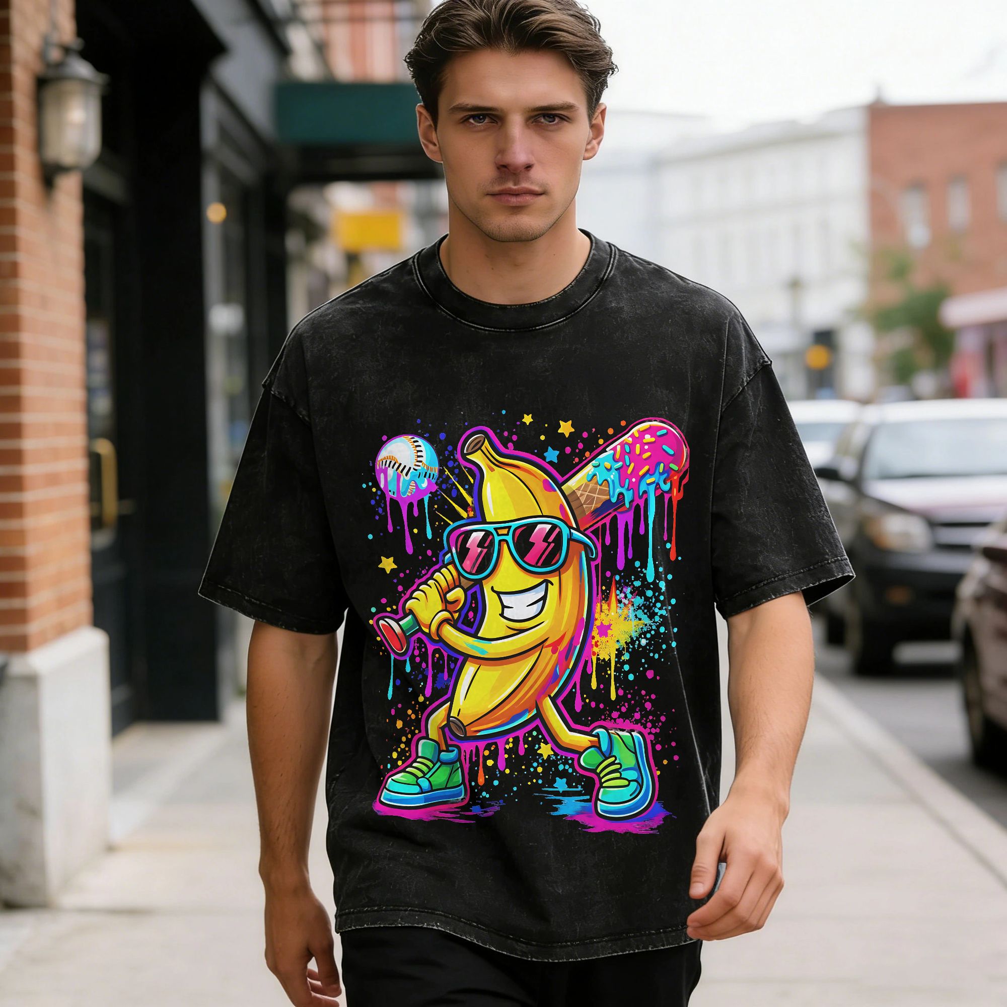 Vintage Washed T Shirt Banana  - Summer Clothing Drip recension och pris